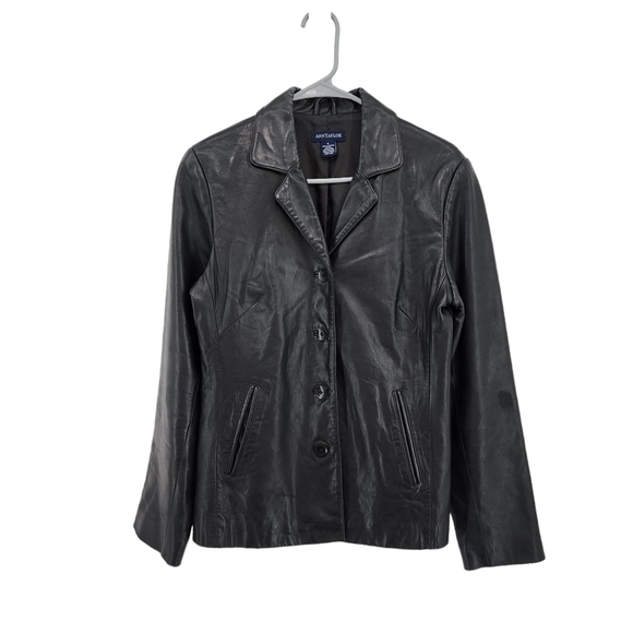 Ann Taylor Vintage Women's Button Front 100% Leather Jacket - S - Picture 1 of 5